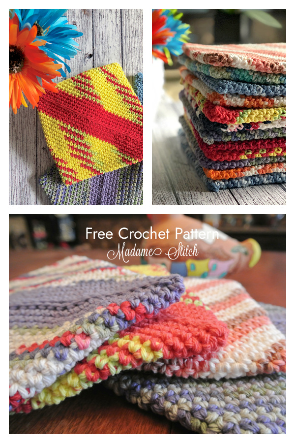 Double-thick Diagonal Potholder Free Crochet Pattern