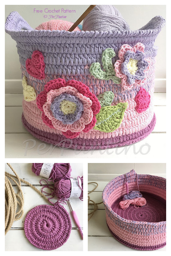 Ropey Rainbow Basket Free Crochet Pattern