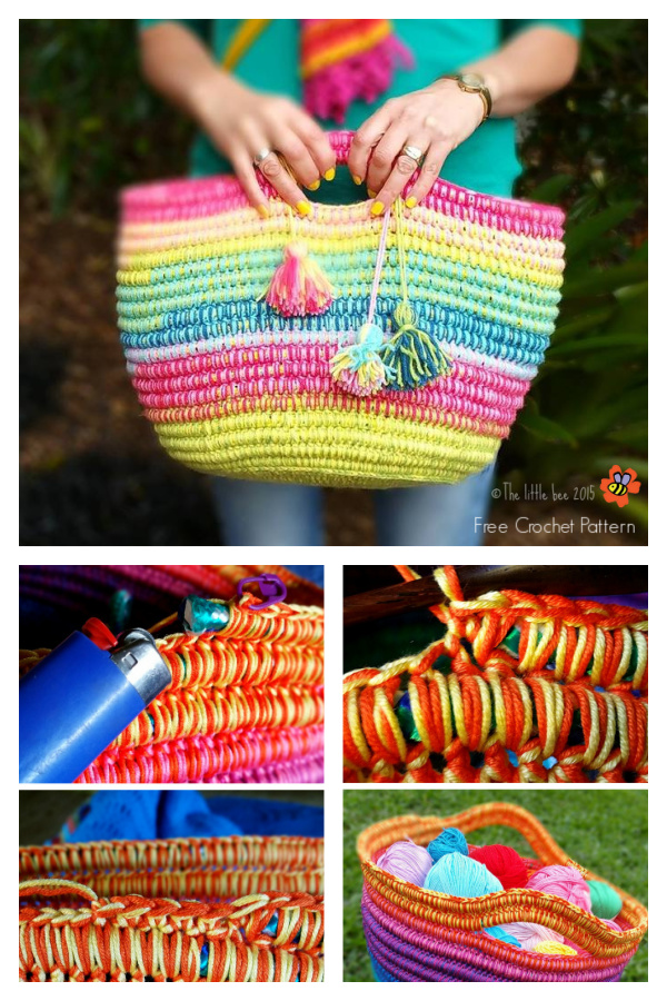 Rainbow Ropey Rainbow Basket Free Crochet Pattern