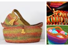 Sturdy Rope Basket Free Crochet Patterns Ropey Rainbow Basket Free Crochet Pattern