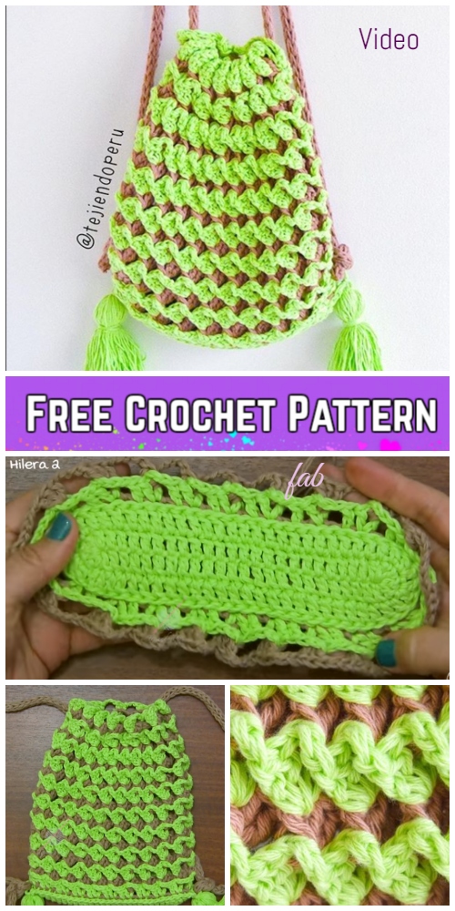 2 Colored Stretchy Reversible Backpack Free Crochet Pattern - Video Tutorial
