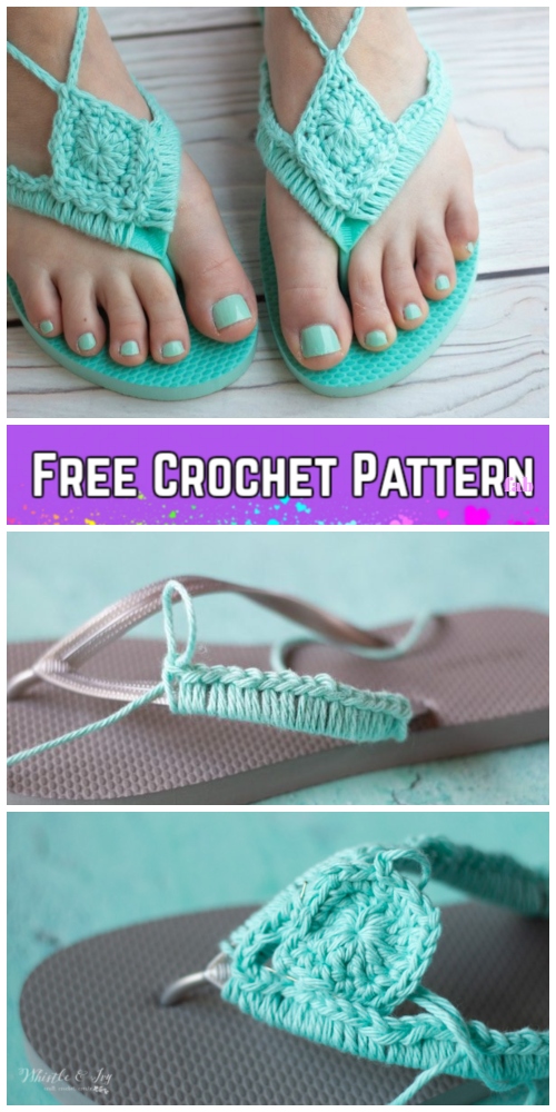 Crochet Adult Flip Flop Sandals Crochet Free Pattern 