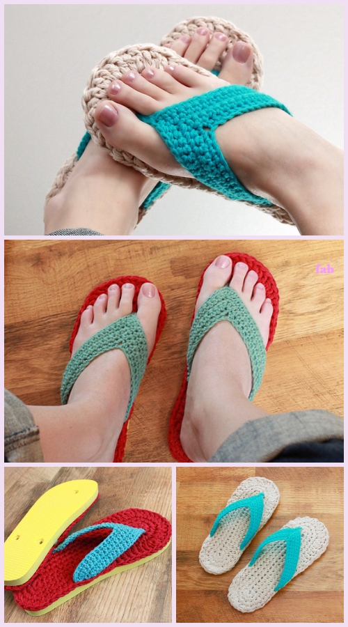 Adult Gladiator Flip Flop Sandals Crochet Pattern 