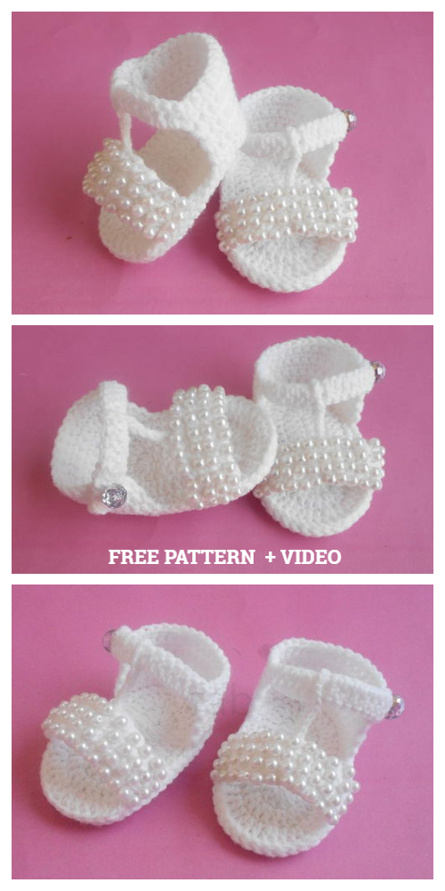 Baby Beaded Flip Flop Sandals Free Crochet Patterns + Video