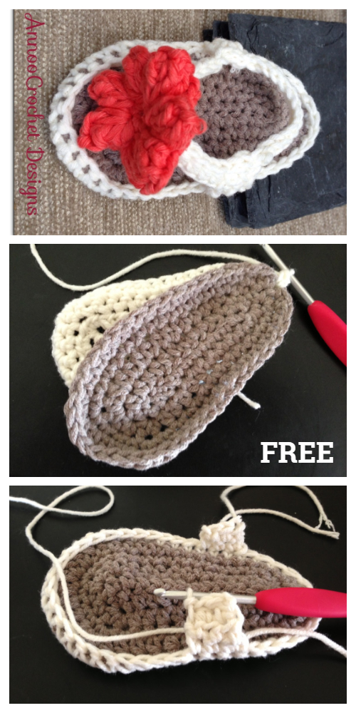 Flower Baby Strap Flip-Flops Free Crochet Pattern 