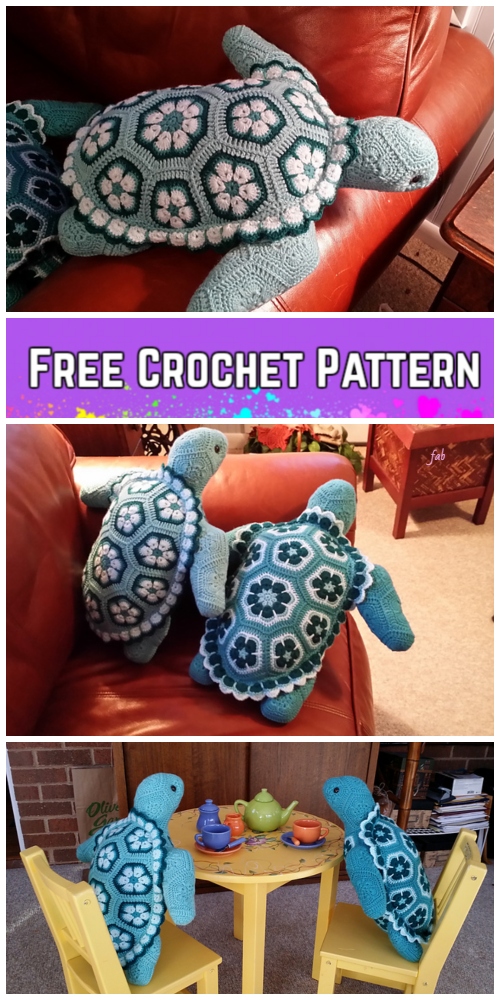 Crochet African Flower Turtle Amigurumi Free Crochet Pattern