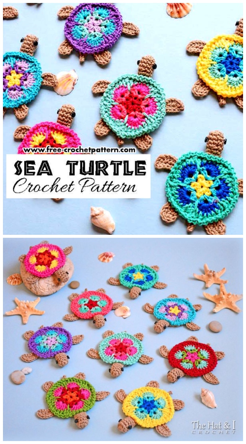 Crochet African Flower Sea Turtle Motif Free Crochet Pattern