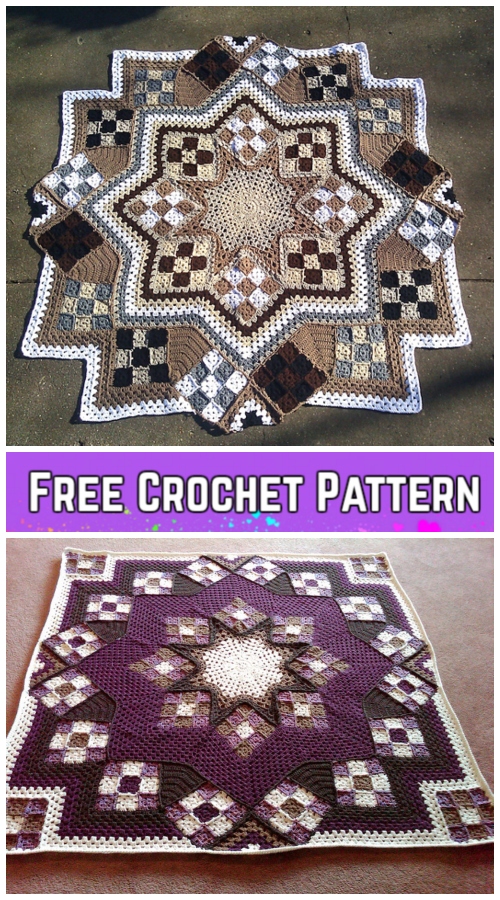 Crochet Blue Star Patchwork Blanket Free Crochet Pattern