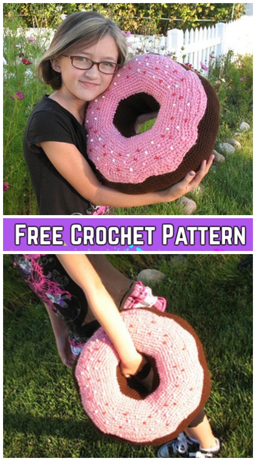 Crochet Giant Donut Pillow Free Crochet Pattern
