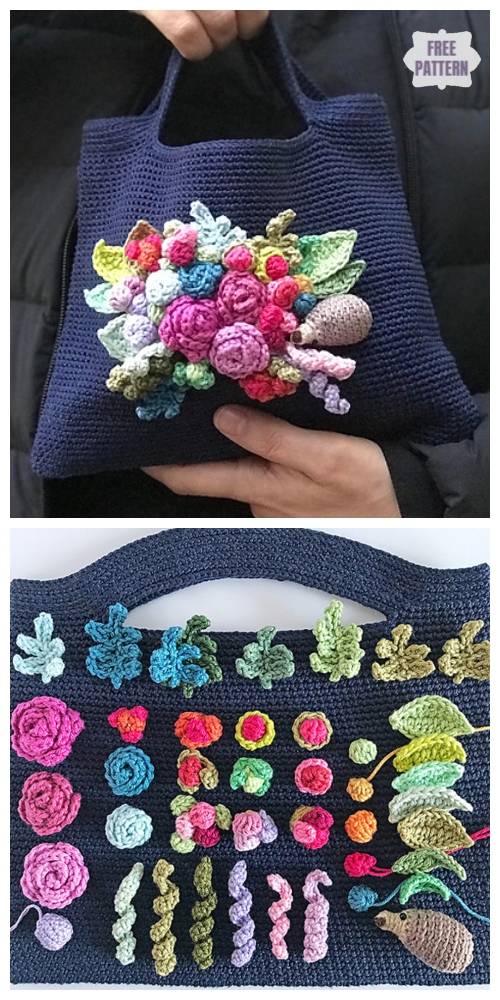 Crochet Joyful Flower Bouquet Bag Free Crochet Pattern