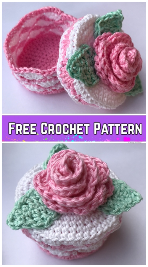 Crochet Romantic Rose Jewelry Box Free Crochet Pattern