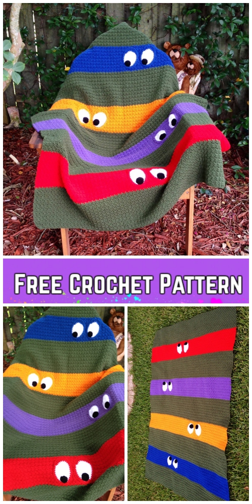 Crochet Teenage Mutant Ninja Turtle Blanket Free Crochet Pattern