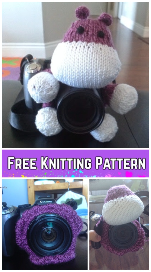 Knit Hippo Amigurumi Camera Lens Cozy Free Knitting Pattern