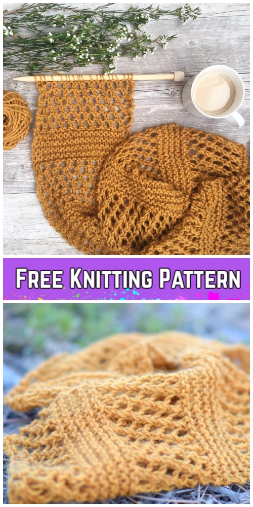 Knit Honeycombs Summer Scarf Free Knitting Pattern - Video
