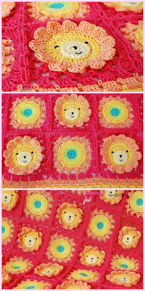 Lion Animal Baby Blanket Crochet Pattern