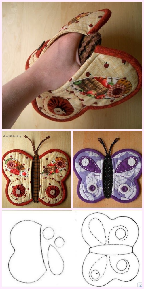 Quilted Butterfly Potholder Sew Free Pattern