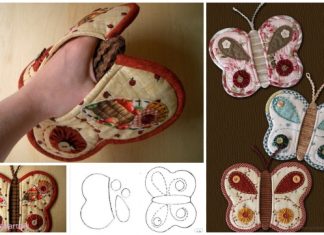 Quilted Butterfly Potholder Free Sewing Pattern&Paid Quilted Butterfly Potholder Sew Free Pattern&Paid