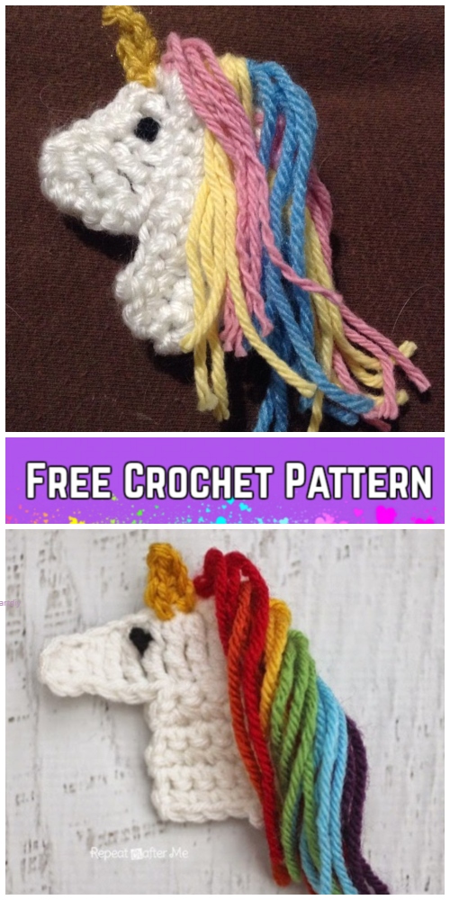 Easy Crochet Unicorn Applique Free Crochet Pattern
