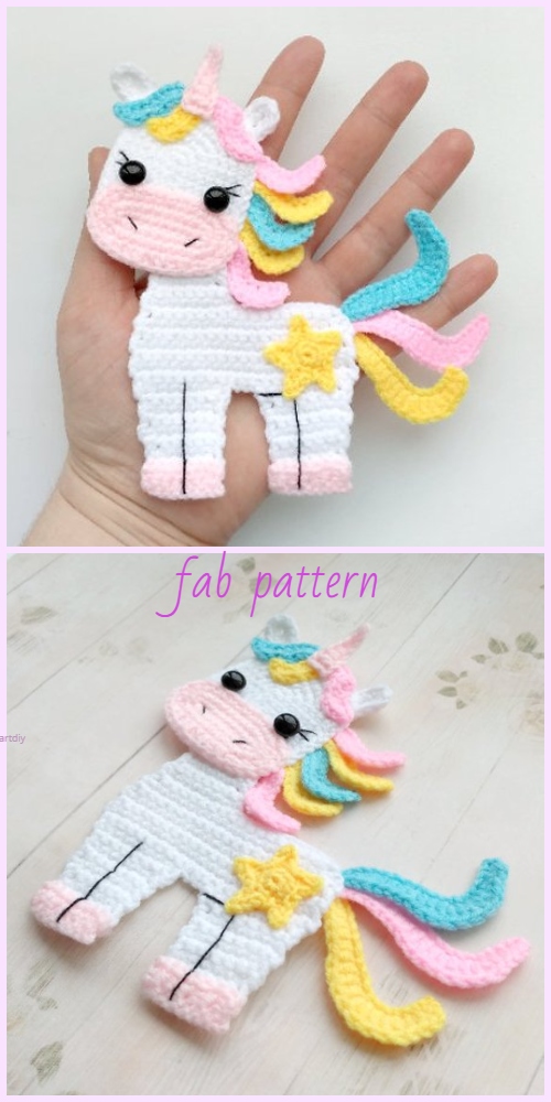 Crochet Unicorn Applique Crochet Pattern