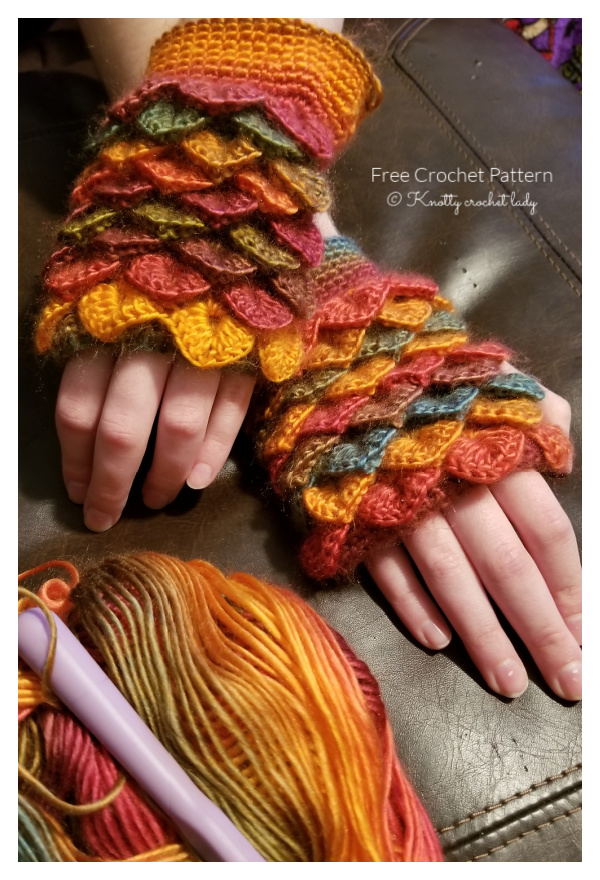 Dragon Scale Fingerless Gloves Free Crochet Patterns