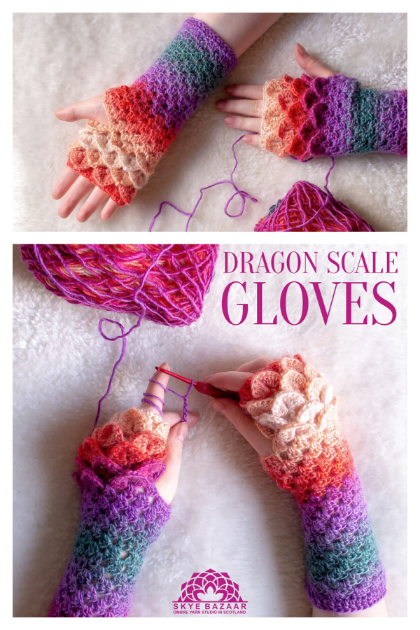 Anna's Dragon Scale Gloves Free Crochet Patterns