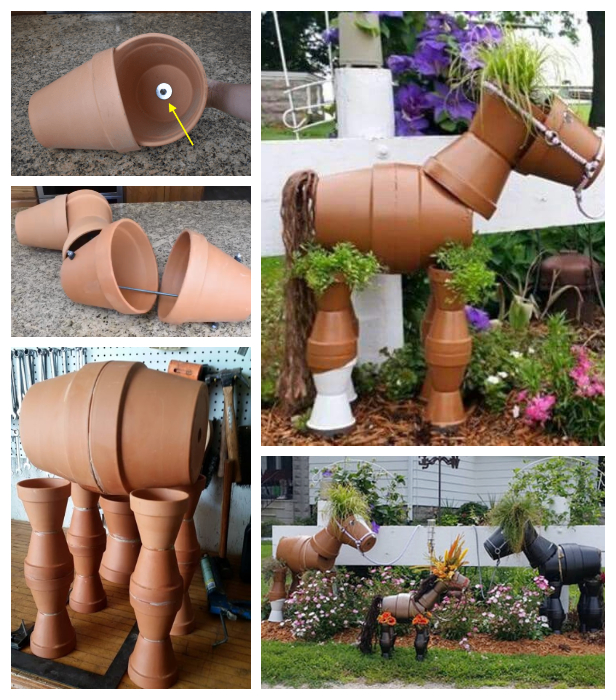 DIY Flower Clay Pot Horse Gardening Planters Tutorial