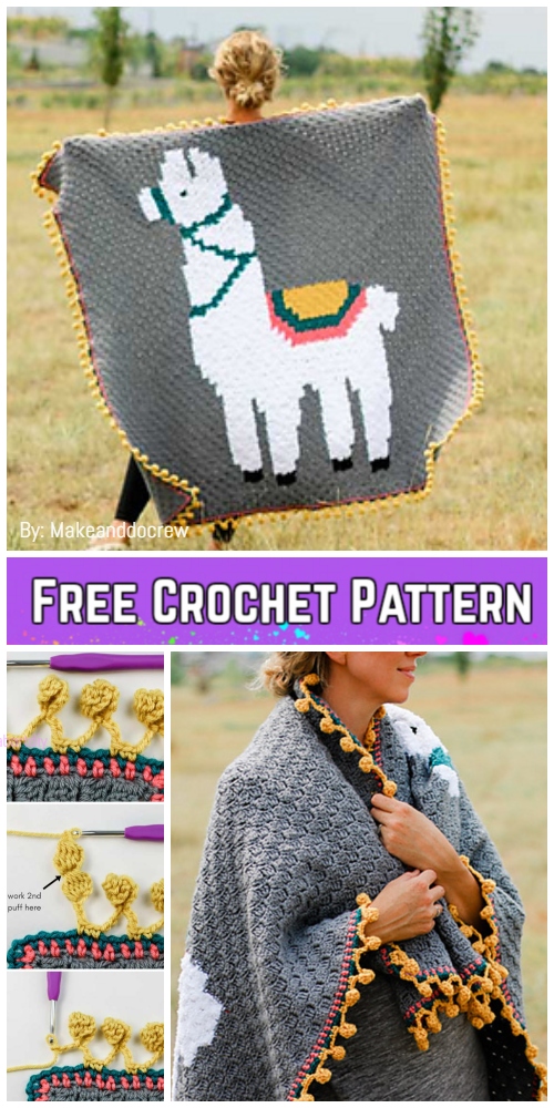 C2C Crochet Llama Blanket Free Crochet Pattern
