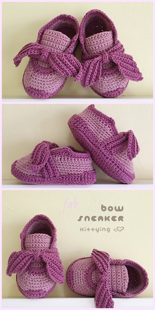 Crochet Baby Bow Sneakers Crochet Pattern