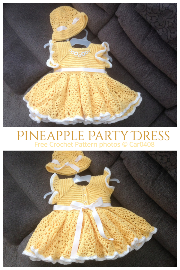 Crochet Pineapple Baby Party Dress Free Crochet Pattern