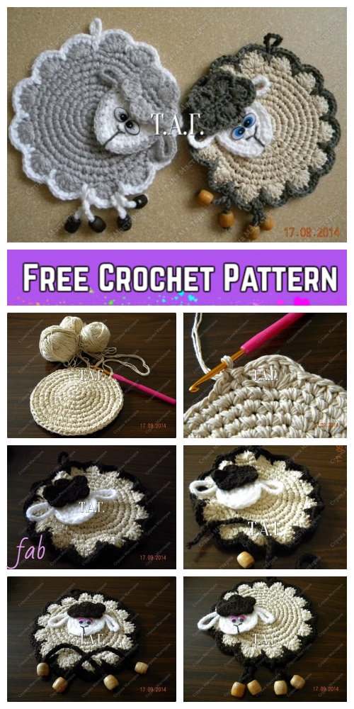 Crochet Lamb Coaster Free Crochet Pattern