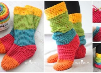 Crochet Women Slouchy Slippers  Crochet Patterns Crochet Women Slouchy Slipper Socks Free Crochet Patterns & Paid