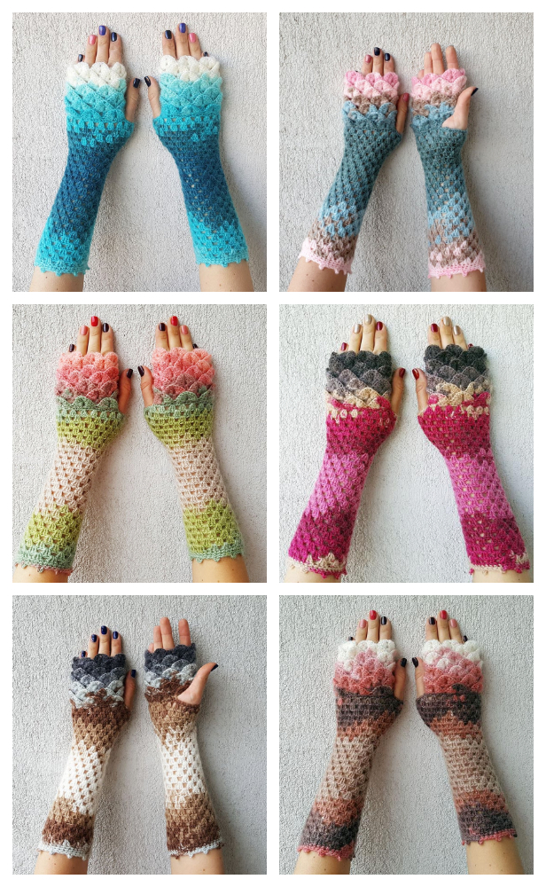 Dragon Scale Fingerless Gloves Free Crochet Patterns