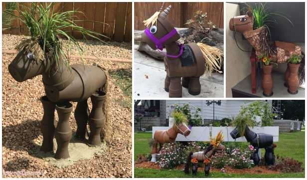 DIY Flower Clay Pot Horse Gardening Planters Tutorial