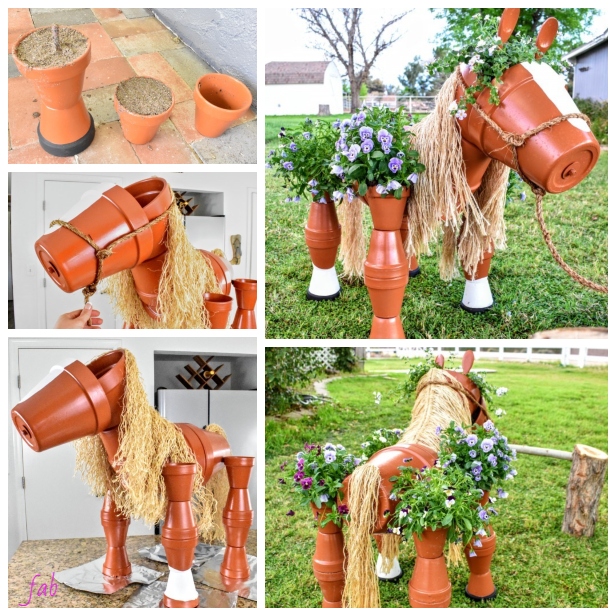 Diy Flower Clay Pot Horse Gardening Planters Tutorial