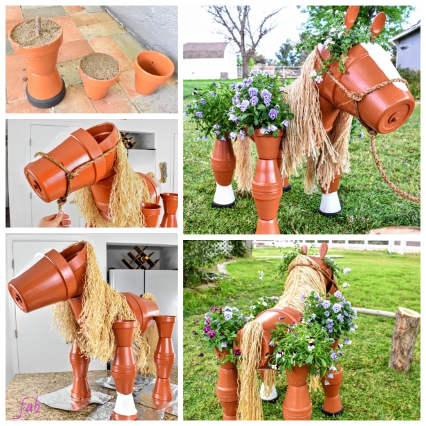 DIY Flower Clay Pot Horse Gardening Planters Tutorial