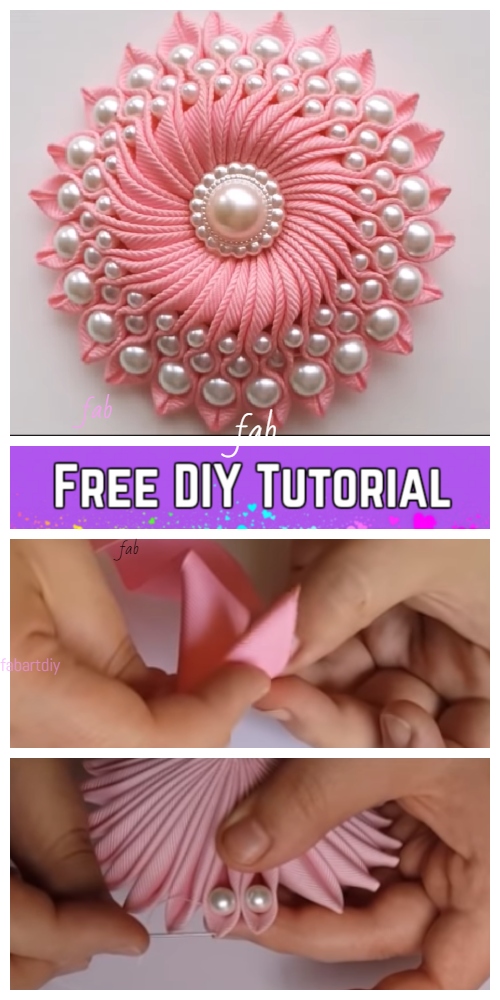 Fabulous DIY Ribbon Flower with Beads Tutorial - Video