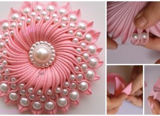 Fabulous DIY Ribbon Flower with Beads Tutorial – Video Fabulous DIY Ribbon Flower with Beads Tutorial - Video