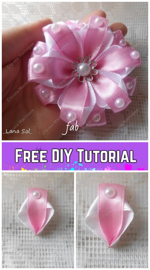 Fabulous DIY Ribbon Flower with Beads Tutorial 