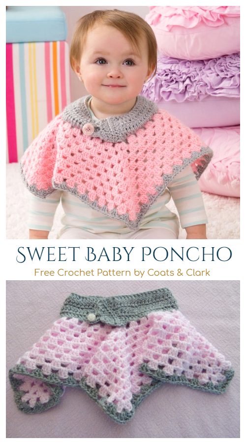 Crochet Granny Stitch Sweet Baby Poncho Free Crochet Pattern
