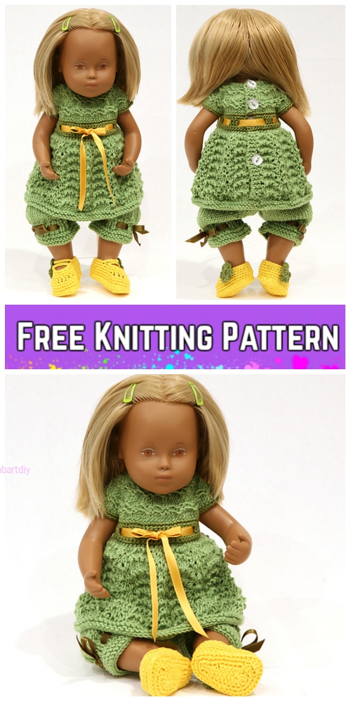 Knit Baby Sasha Doll Dress Pants Set Free Knitting Pattern