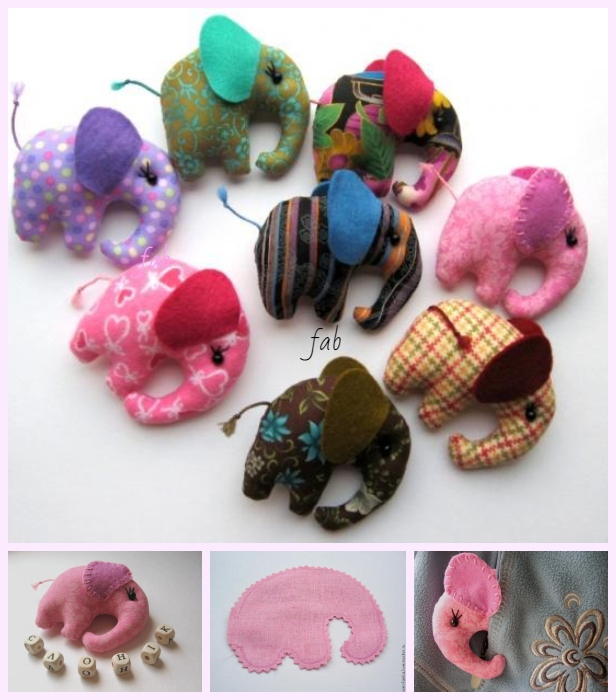 Little Pocket Elephant Pillow Toy Free Sew Pattern - Video