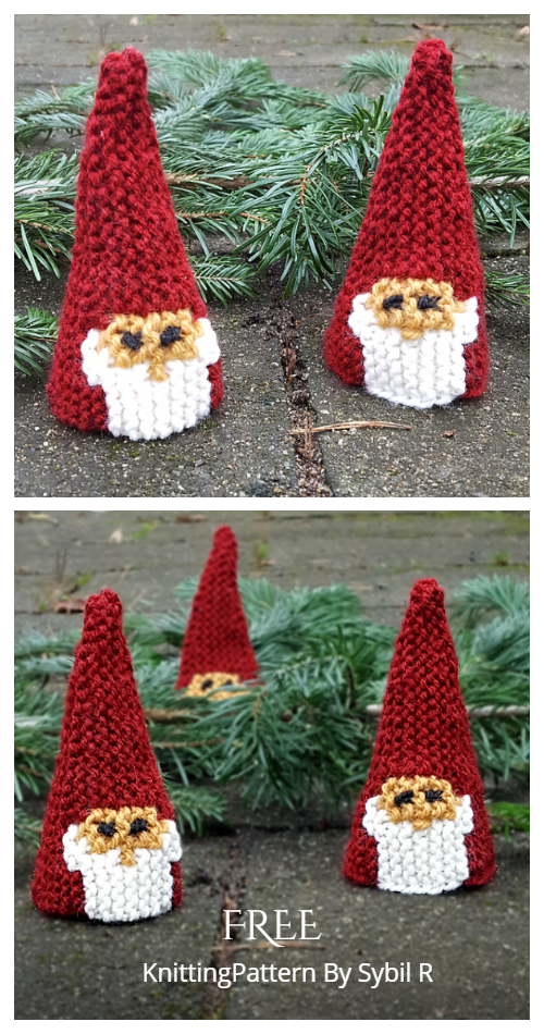 Knit Garter Stitch Christmas Gnome Free Knitting Patterns
