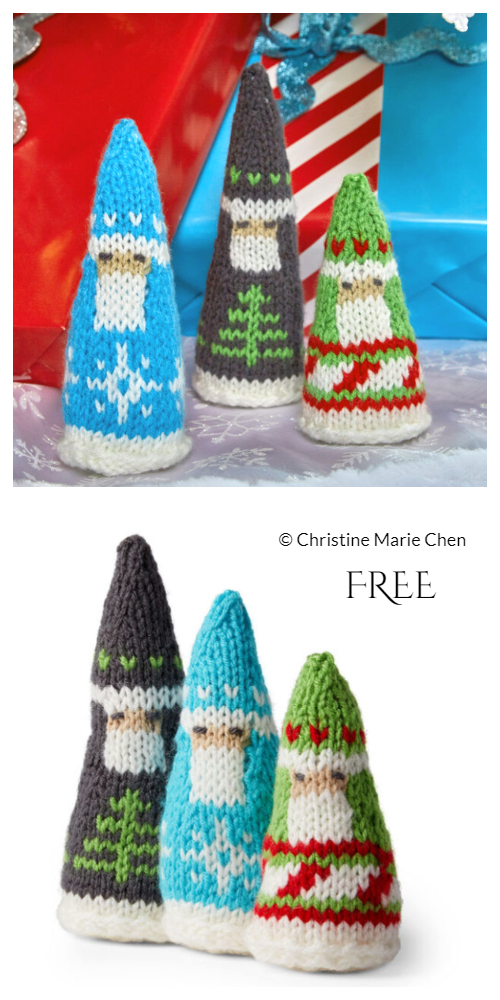 Fair Isle Santas Free Knitting Patterns
