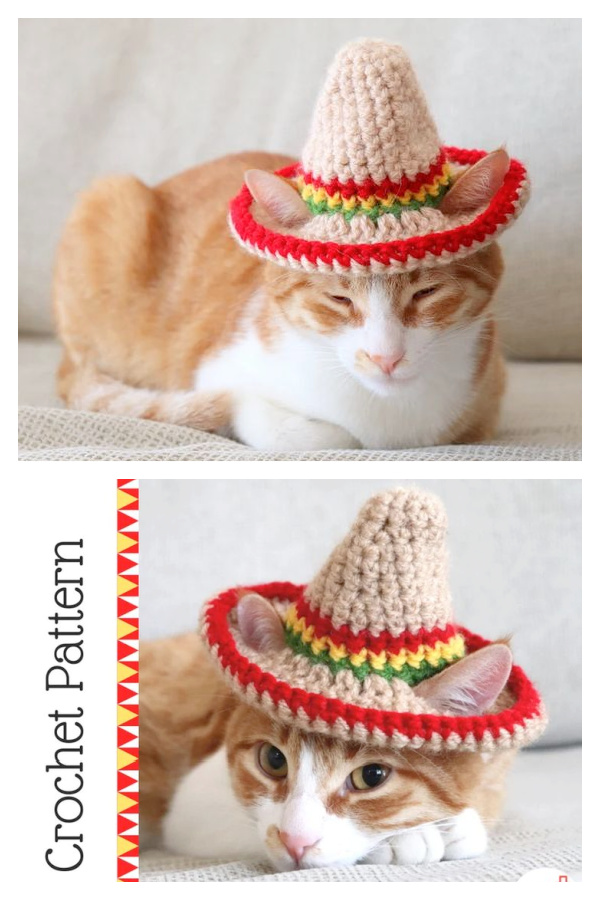 Mini Cat Sombrero Hat Crochet Patterns