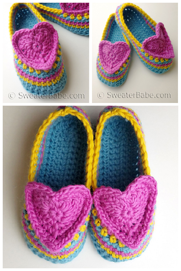 Heart and Sole Slippers Crochet Patterns 