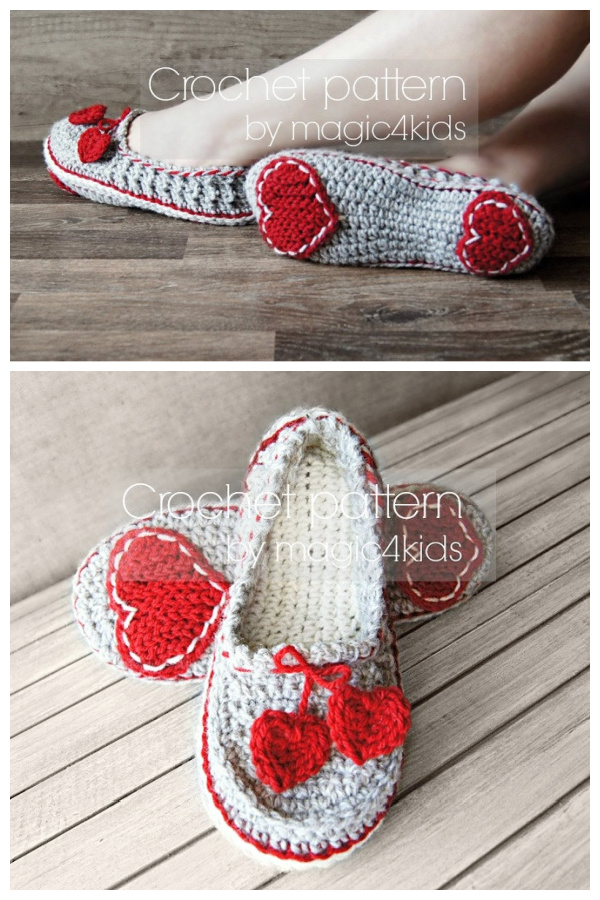 Valentine Women Slippers Crochet Patterns