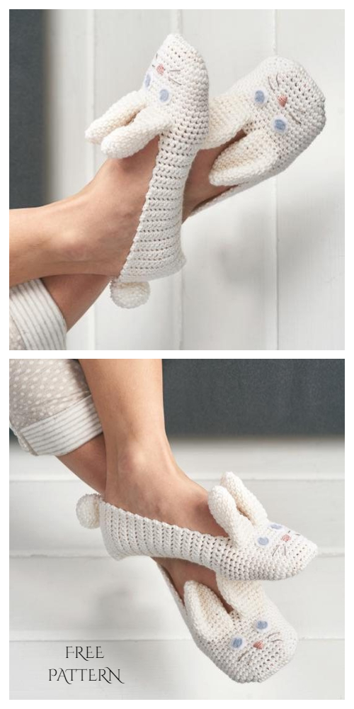 Women Bunny Slippers Free Crochet Patterns