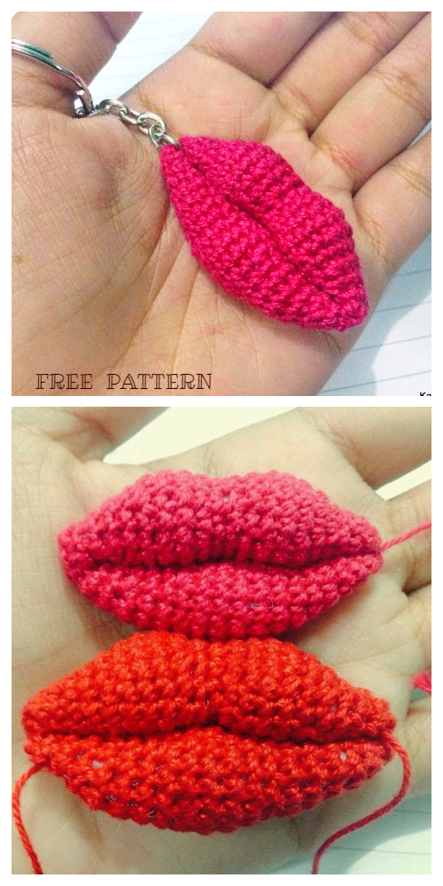 Amigurumi lips Keychain Free Crochet Pattern