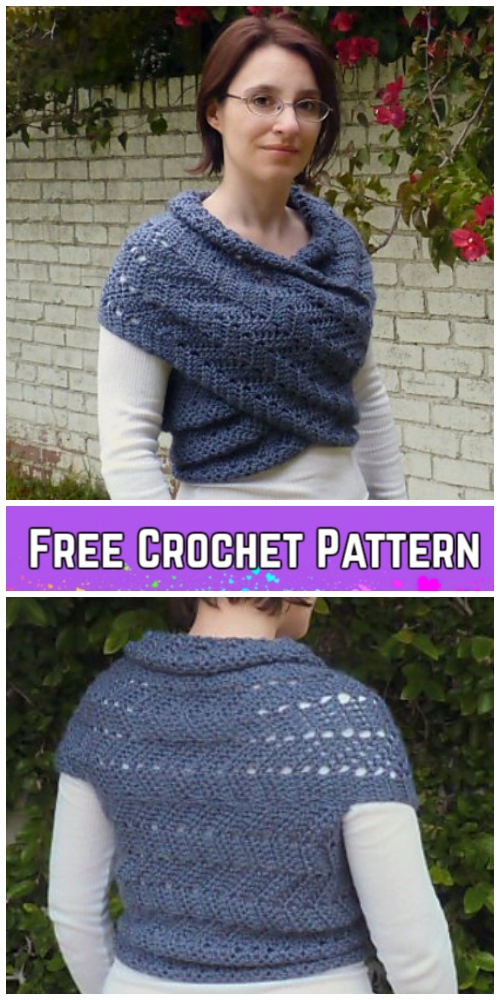 Crochet Eyelet Ripple Scarf Cowl Vest Free Crochet Pattern