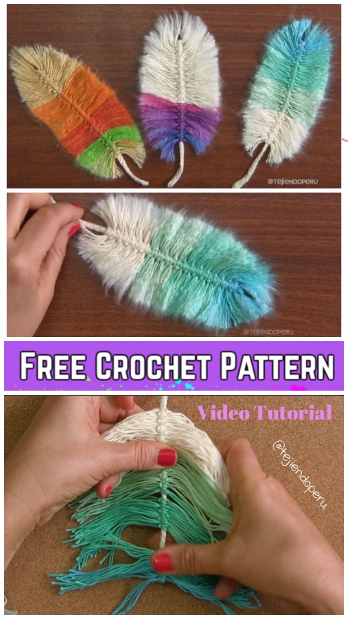 DIY Macrame Feather With Crochet Cord Free Pattern - Video Tutorial